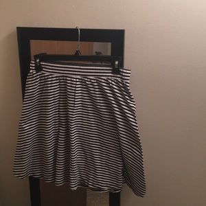 Black and white striped skater skirt